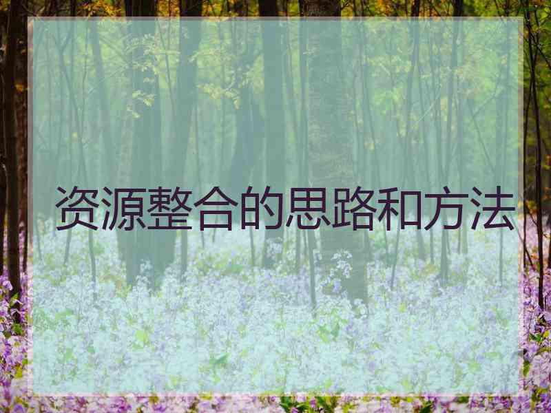 资源整合的思路和方法 资源整合的思路和方法