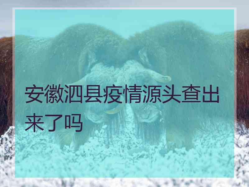 安徽泗县疫情源头查出来了吗 安徽泗县疫情源头查出来了吗