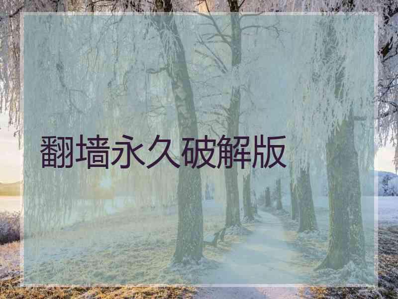 翻墙永久破解版 翻墙永久破解版