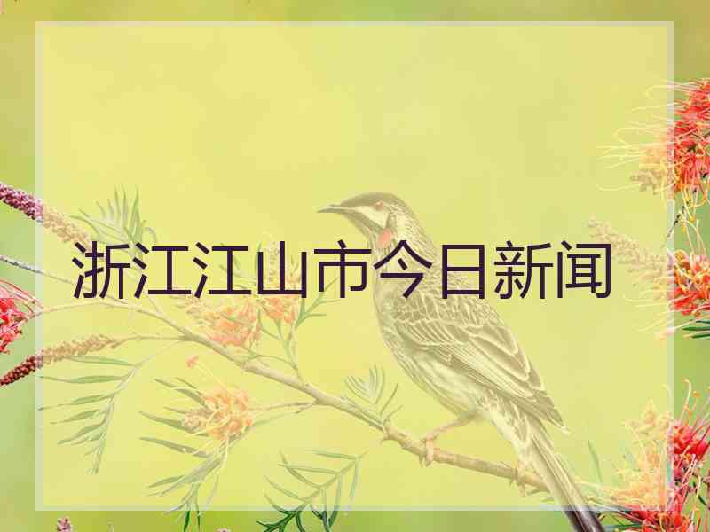 浙江江山市今日新闻 浙江江山市今日新闻