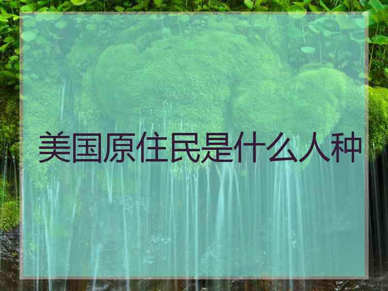 美国原住民是什么人种 美国原住民是什么人种