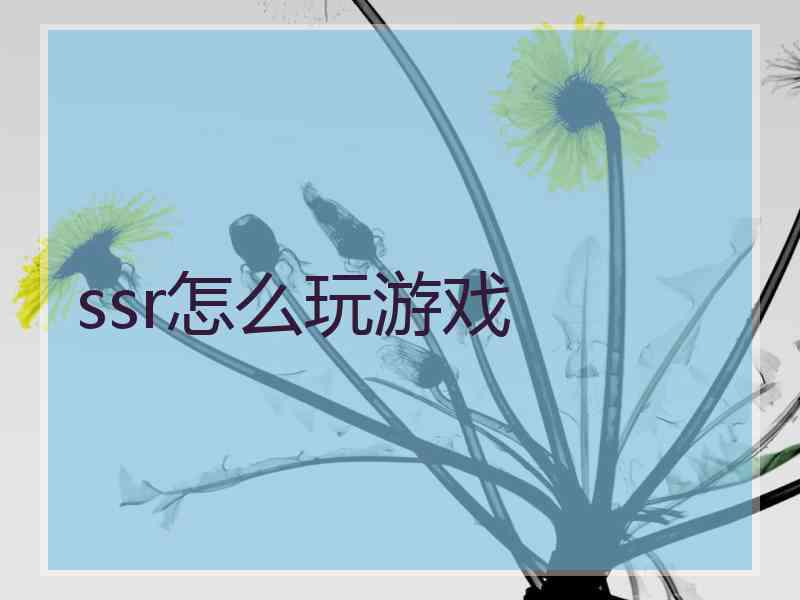 ssr怎么玩游戏 ssr怎么玩游戏