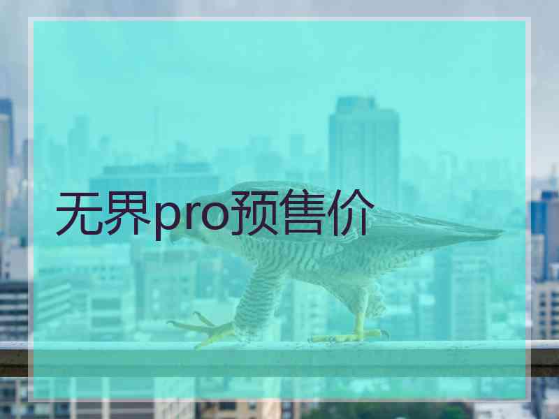 无界pro预售价 无界pro预售价
