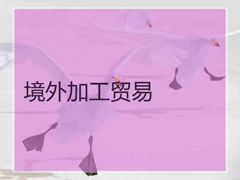 境外加工贸易 境外加工贸易