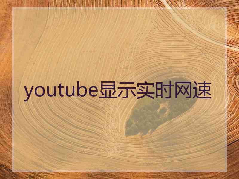 youtube显示实时网速 youtube显示实时网速