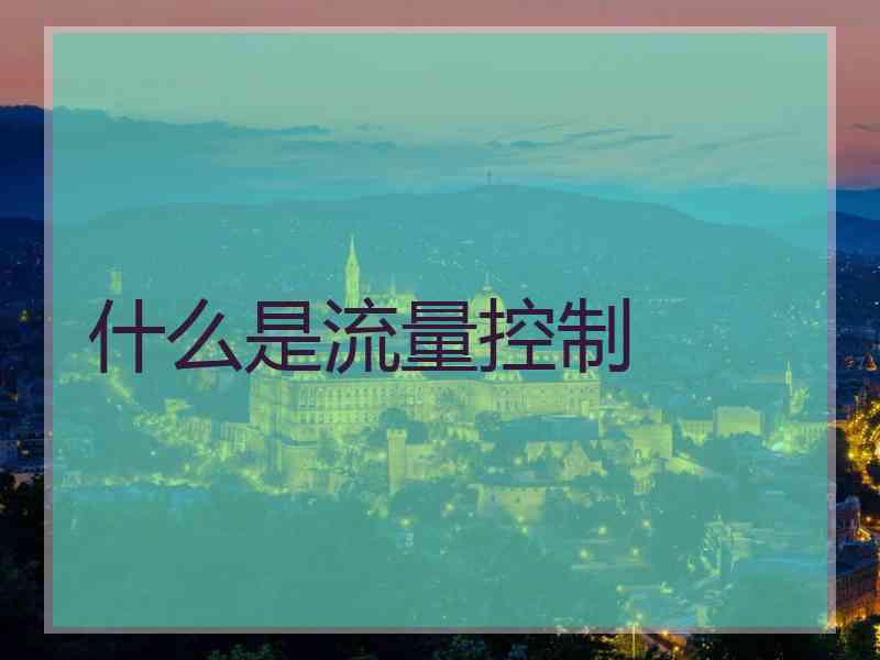什么是流量控制 什么是流量控制