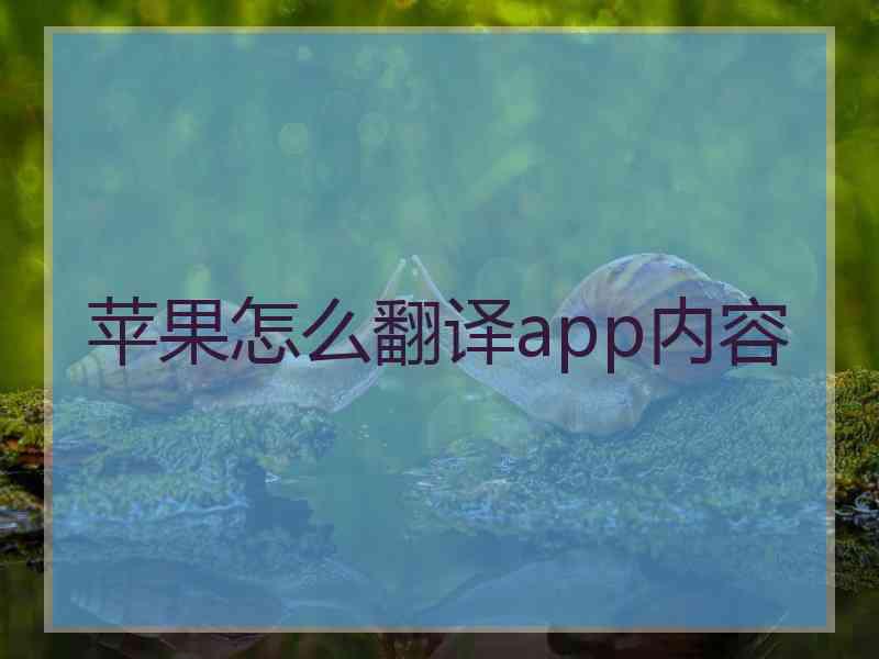 苹果怎么翻译app内容 苹果怎么翻译app内容