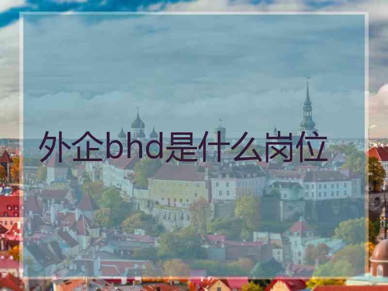 外企bhd是什么岗位 外企bhd是什么岗位