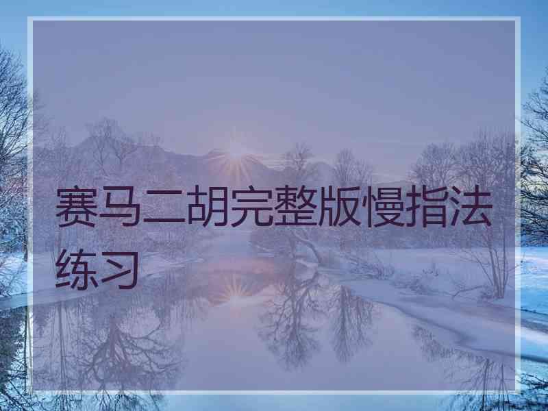 赛马二胡完整版慢指法练习 赛马二胡完整版慢指法练习