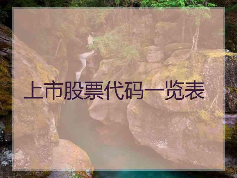 上市股票代码一览表 上市股票代码一览表