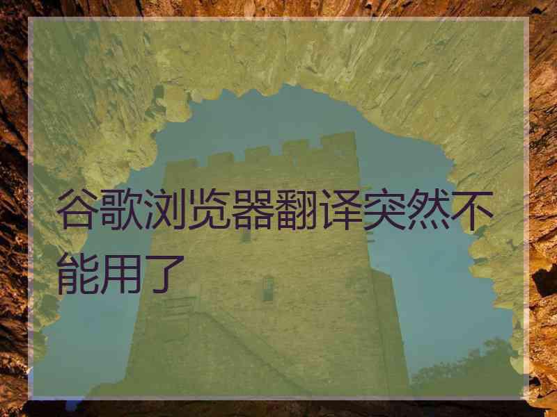 谷歌浏览器翻译突然不能用了 谷歌浏览器翻译突然不能用了