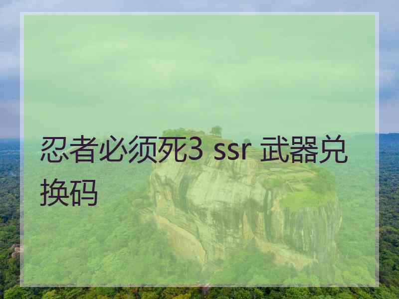 忍者必须死3 ssr 武器兑换码 忍者必须死3 ssr 武器兑换码
