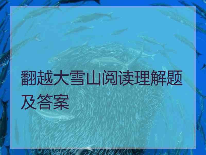 翻越大雪山阅读理解题及答案 翻越大雪山阅读理解题及答案
