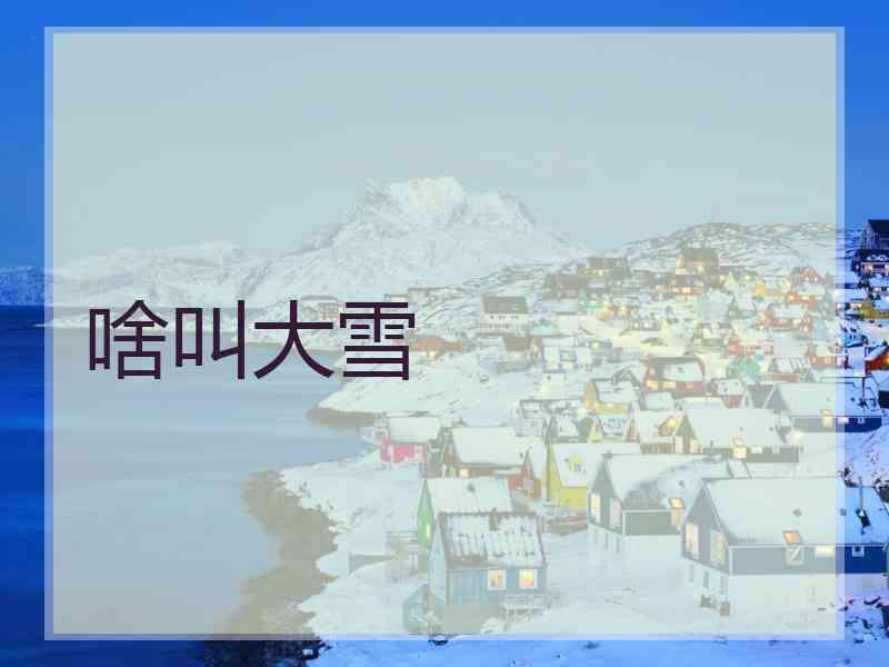 啥叫大雪 啥叫大雪
