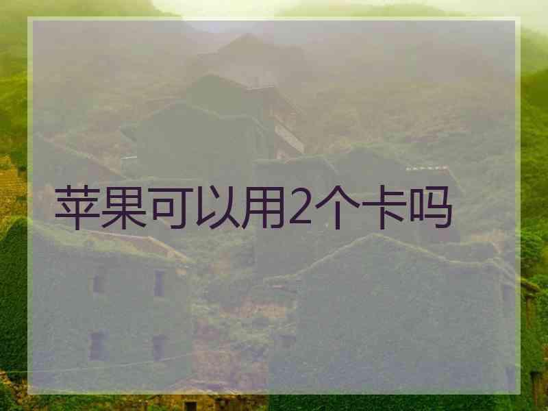苹果可以用2个卡吗