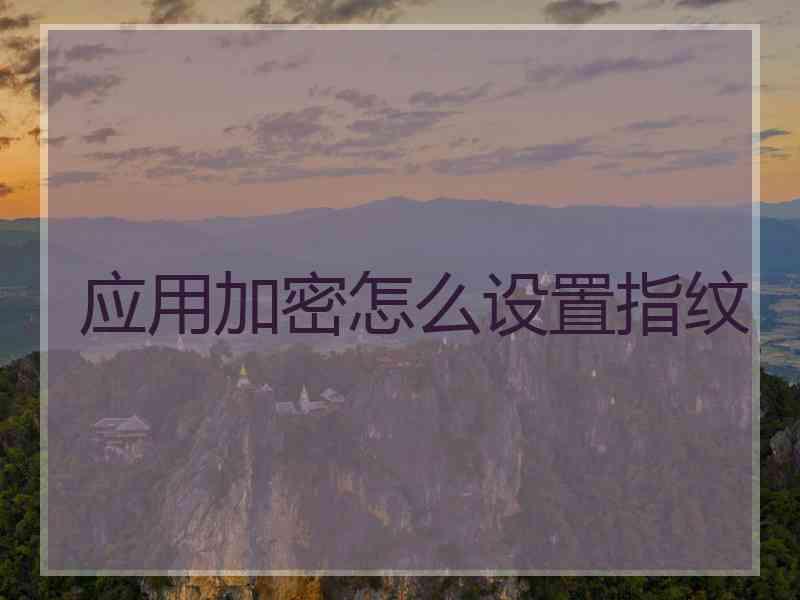 应用加密怎么设置指纹
