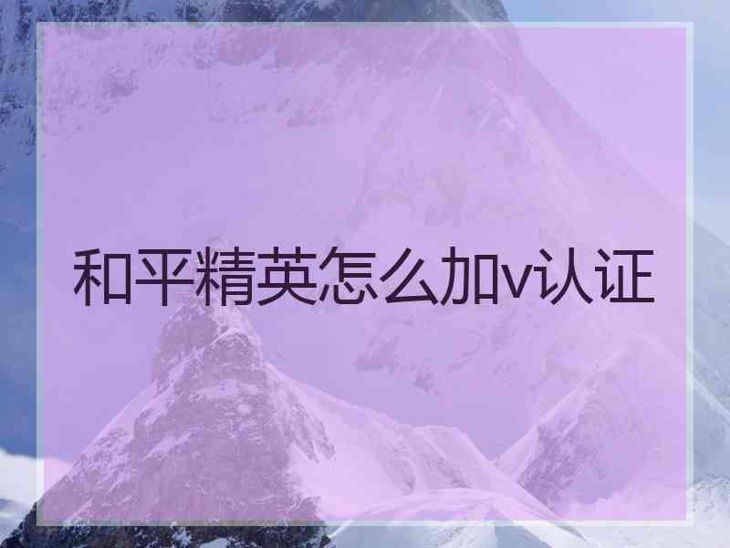 和平精英怎么加v认证