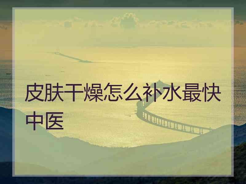 皮肤干燥怎么补水最快中医
