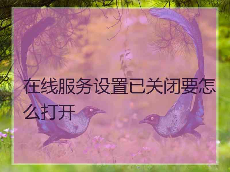 在线服务设置已关闭要怎么打开
