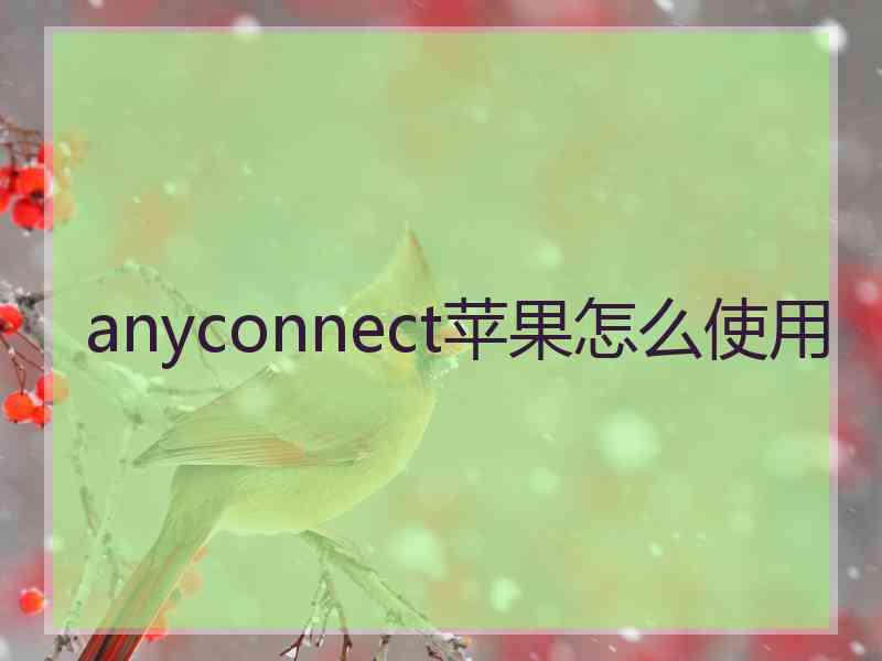 anyconnect苹果怎么使用