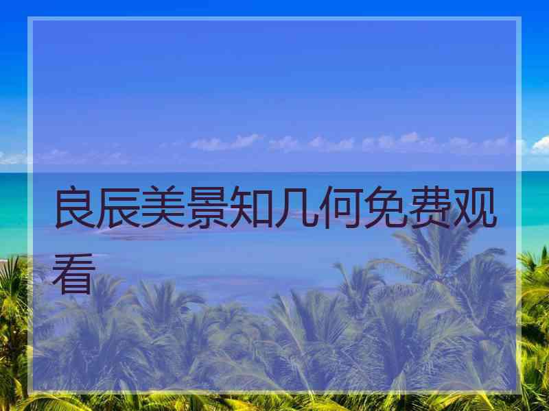 良辰美景知几何免费观看