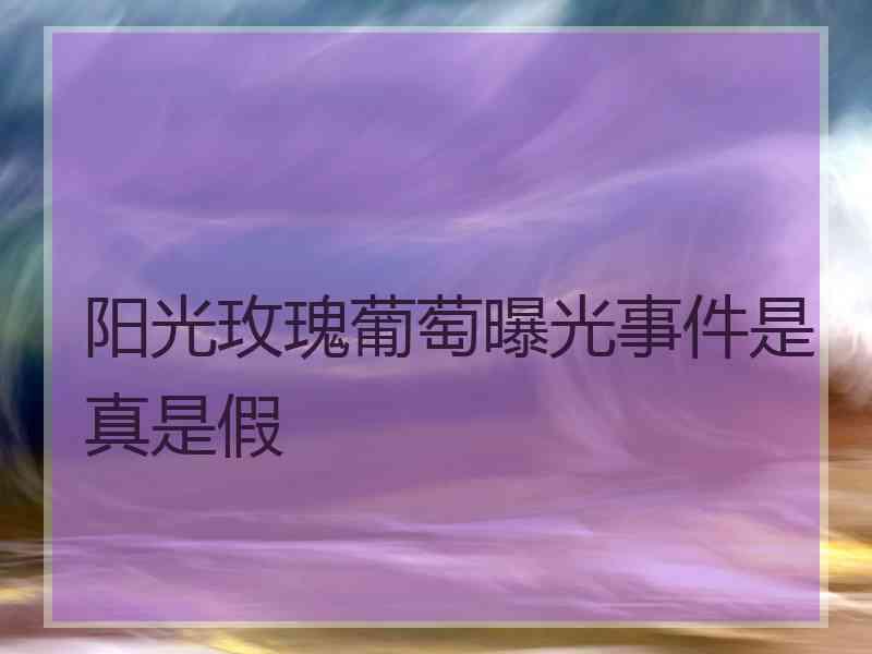 阳光玫瑰葡萄曝光事件是真是假
