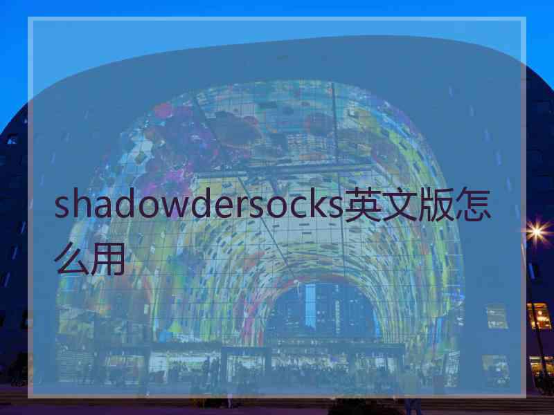 shadowdersocks英文版怎么用