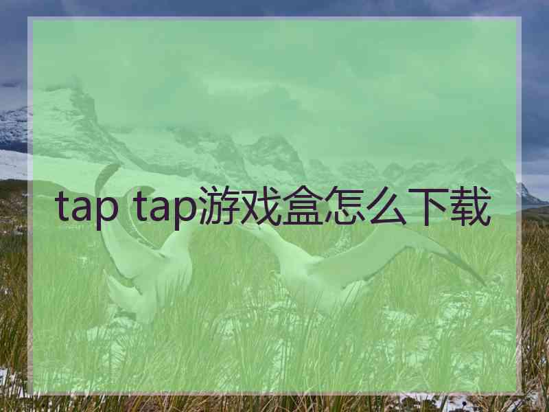 tap tap游戏盒怎么下载