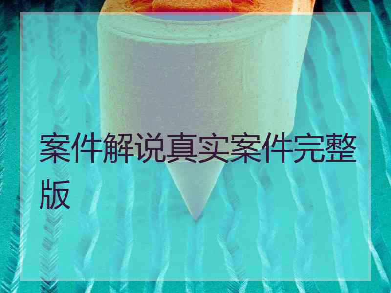 案件解说真实案件完整版