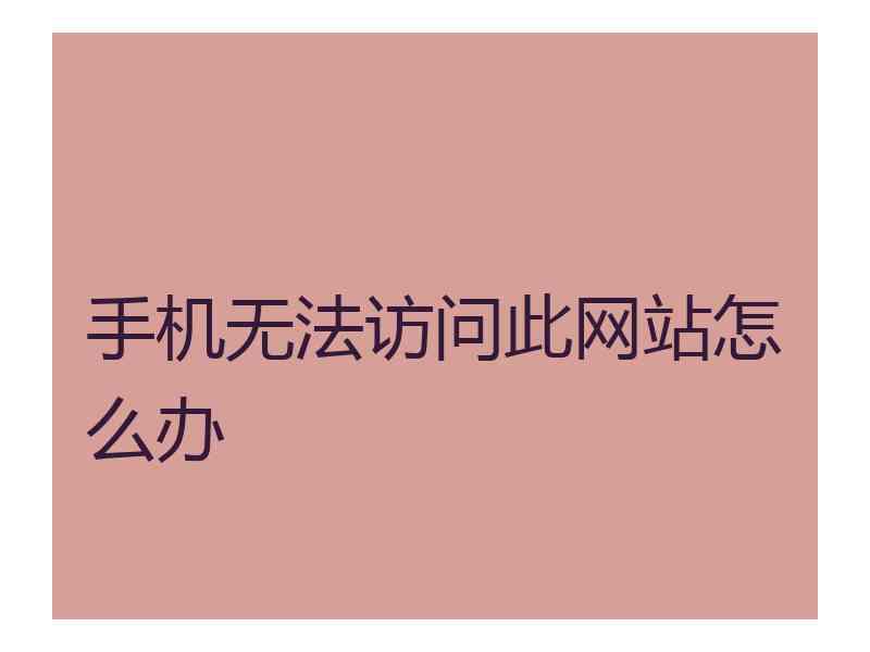 手机无法访问此网站怎么办