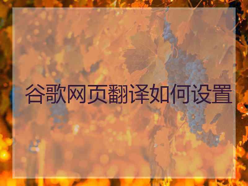 谷歌网页翻译如何设置