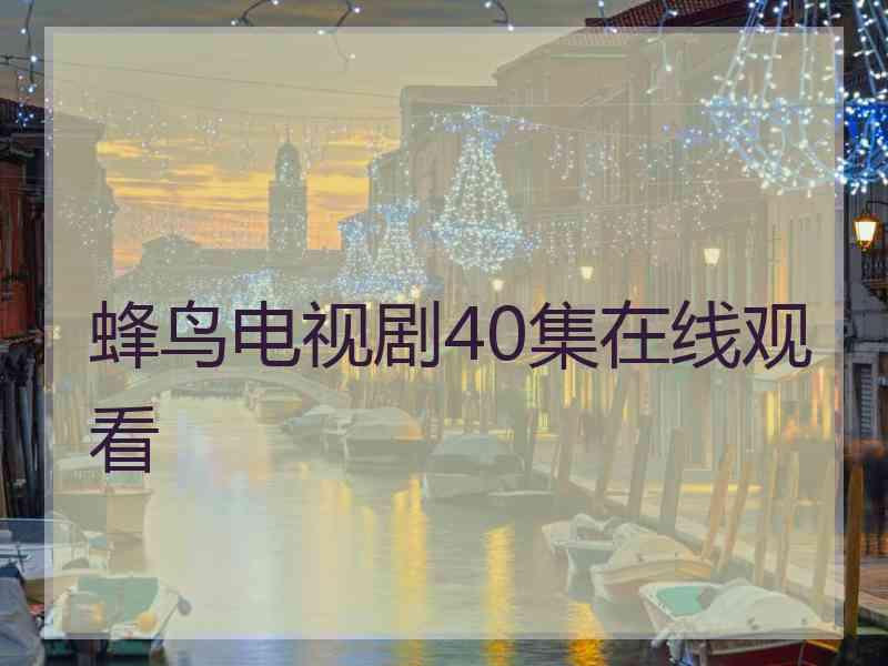 蜂鸟电视剧40集在线观看