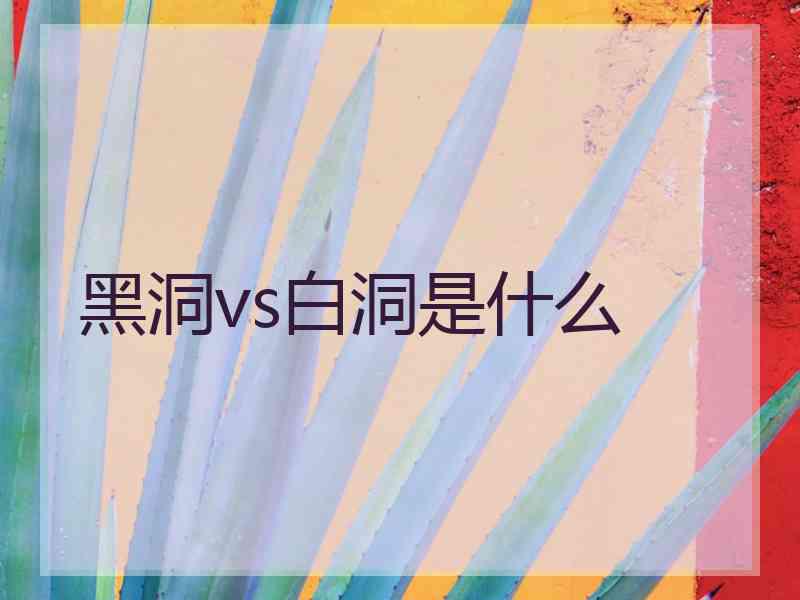 黑洞vs白洞是什么
