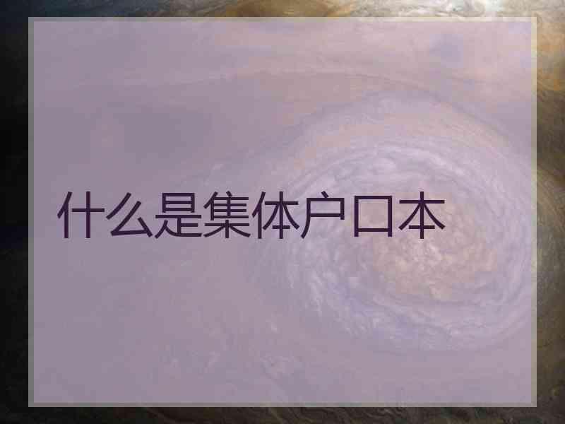 什么是集体户口本