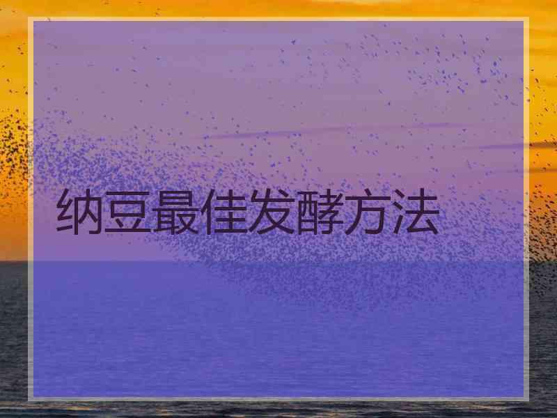 纳豆最佳发酵方法