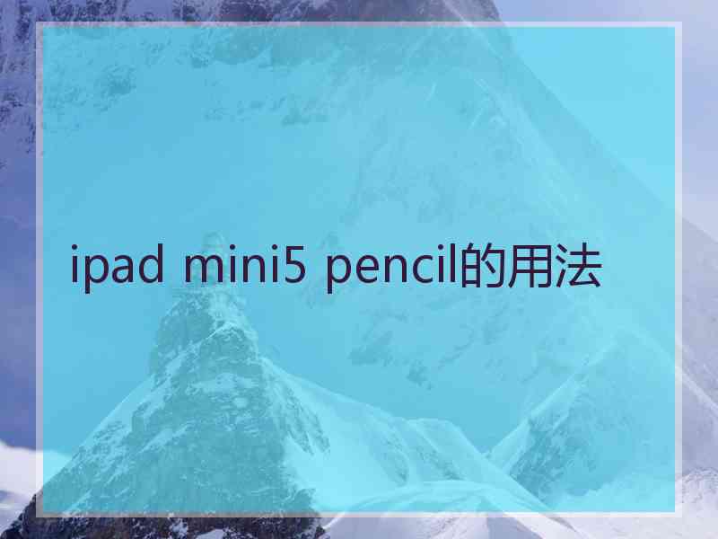 ipad mini5 pencil的用法