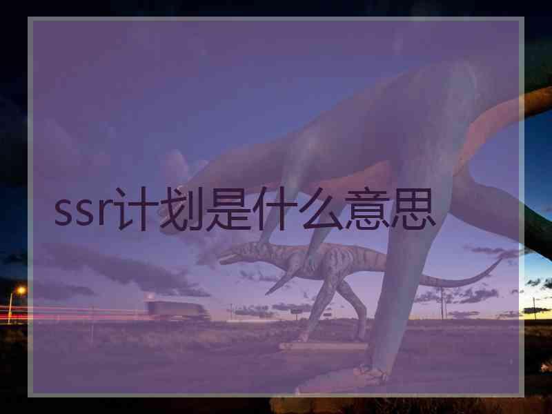 ssr计划是什么意思