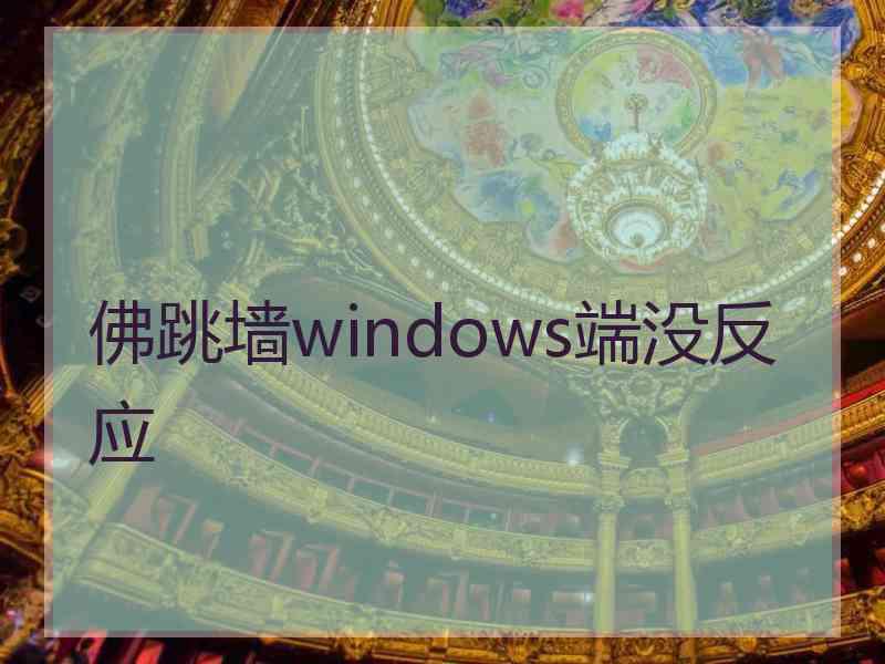 佛跳墙windows端没反应