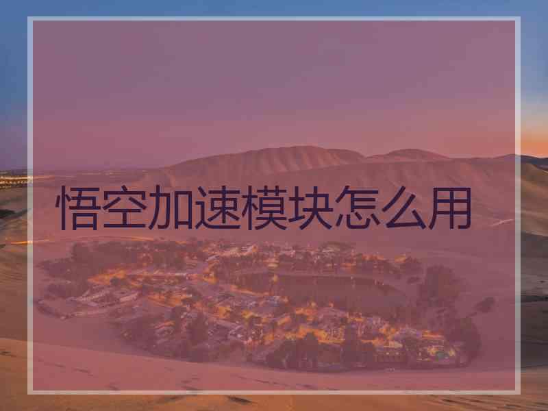 悟空加速模块怎么用