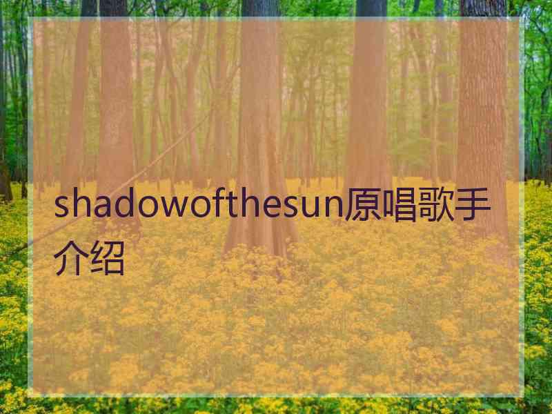 shadowofthesun原唱歌手介绍