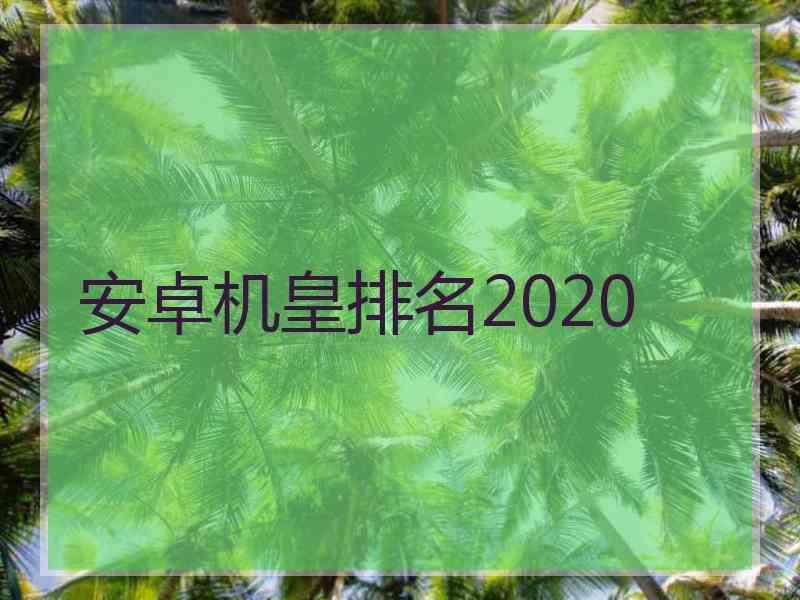 安卓机皇排名2020