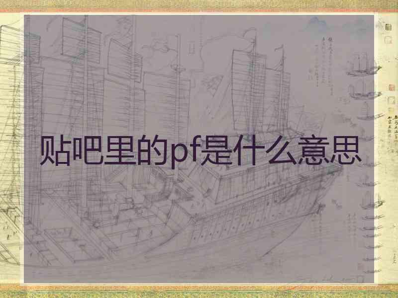 贴吧里的pf是什么意思
