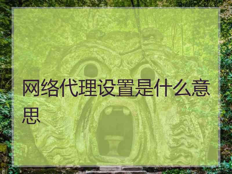 网络代理设置是什么意思