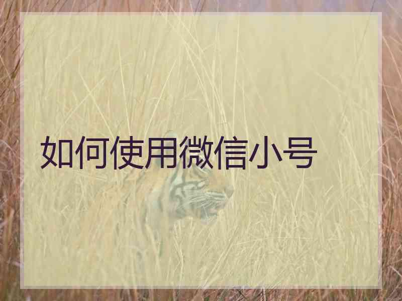 如何使用微信小号
