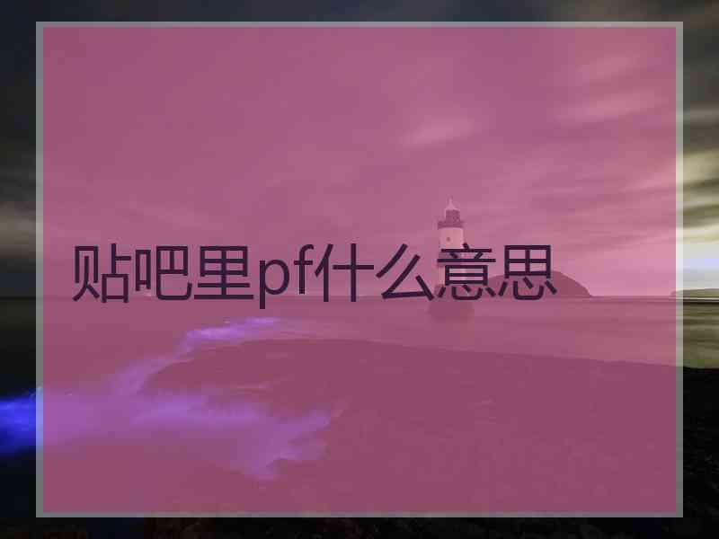 贴吧里pf什么意思