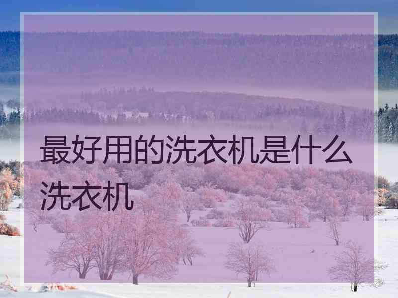 最好用的洗衣机是什么洗衣机
