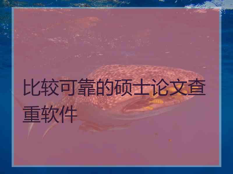 比较可靠的硕士论文查重软件
