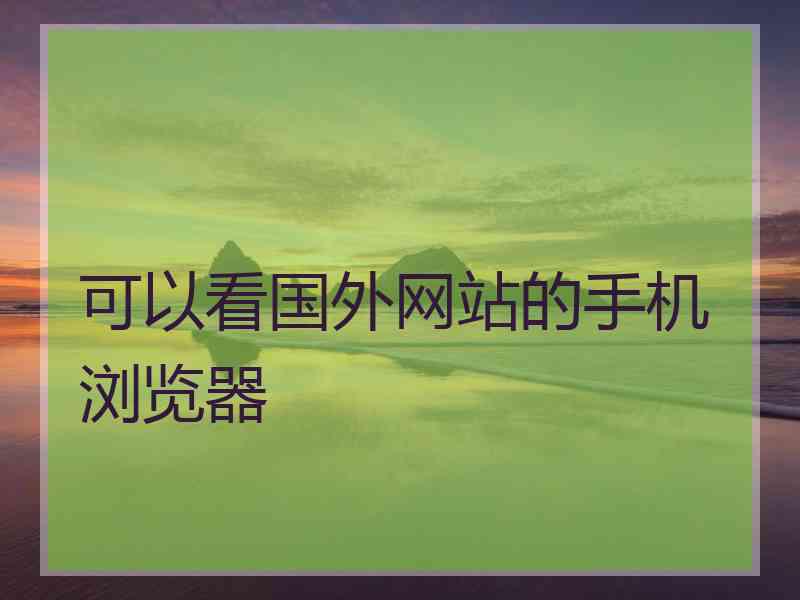 可以看国外网站的手机浏览器