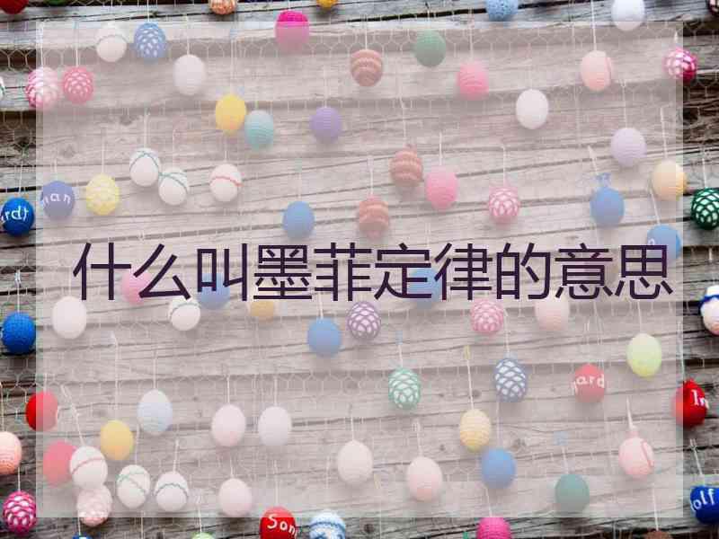 什么叫墨菲定律的意思