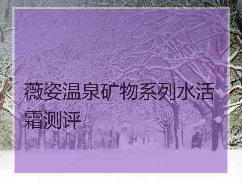 薇姿温泉矿物系列水活霜测评